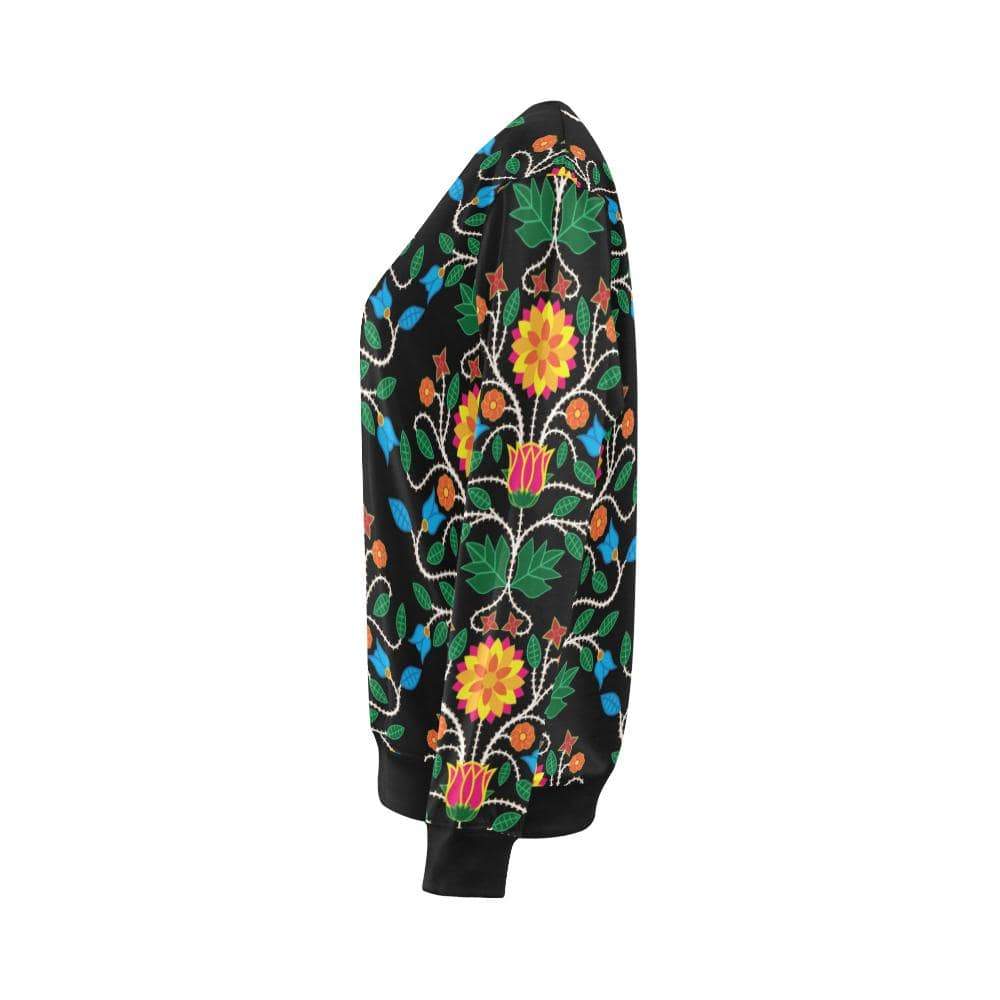 Floral Beadwork Four Clans All Over Print Crewneck Sweatshirt for Women (Model H18) Crewneck Sweatshirt for Women (H18) e-joyer 