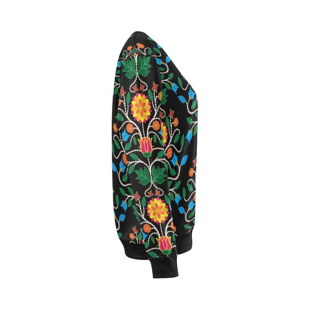 Floral Beadwork Four Clans All Over Print Crewneck Sweatshirt for Women (Model H18) Crewneck Sweatshirt for Women (H18) e-joyer 