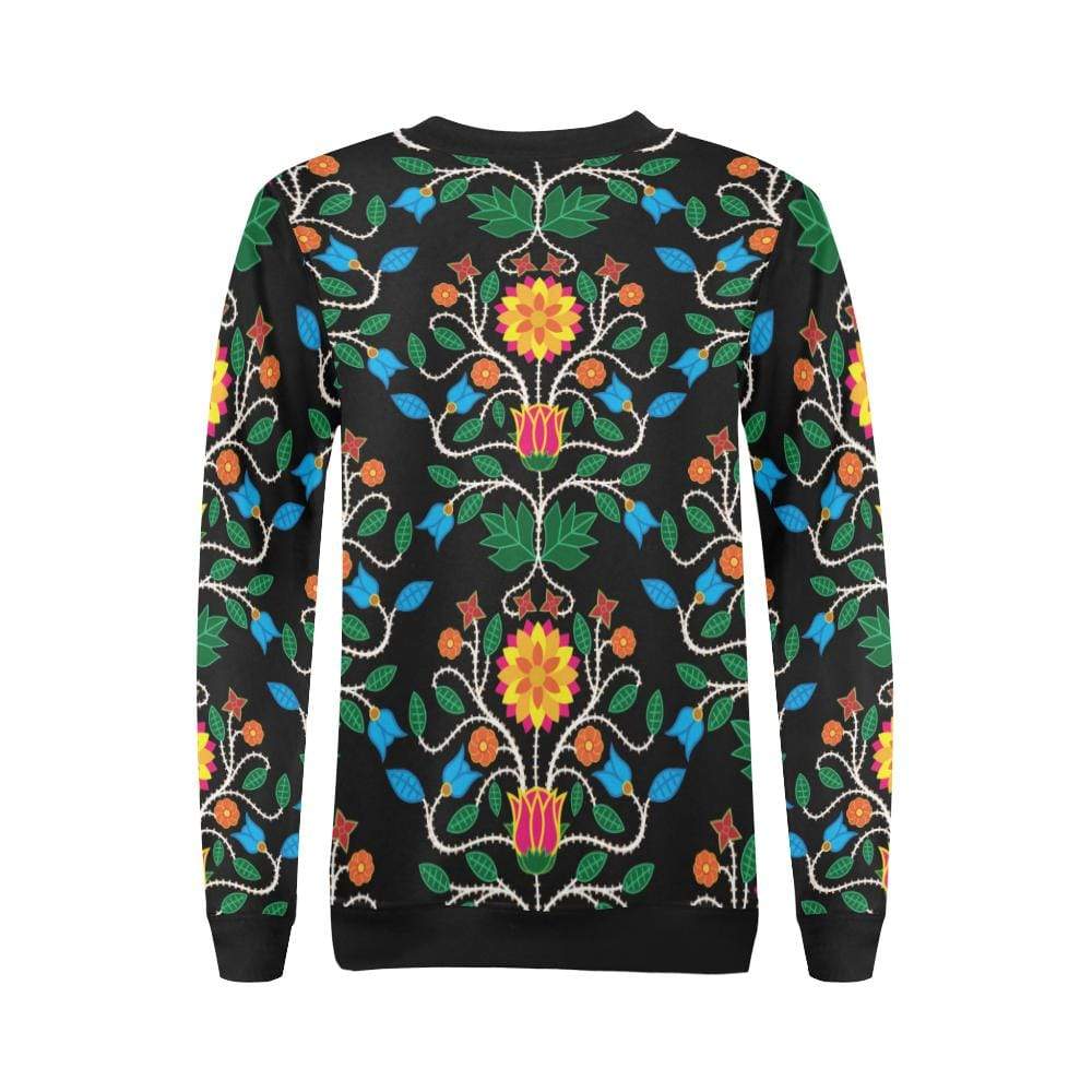 Floral Beadwork Four Clans All Over Print Crewneck Sweatshirt for Women (Model H18) Crewneck Sweatshirt for Women (H18) e-joyer 