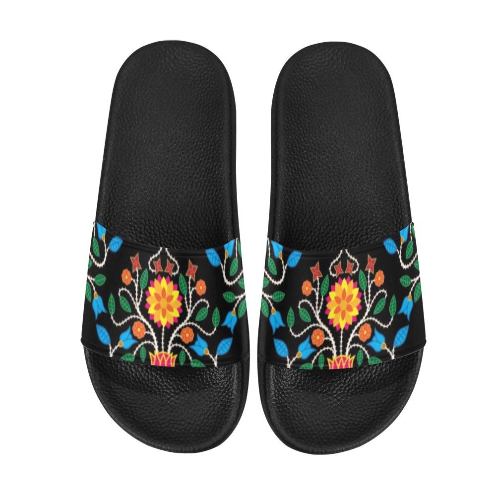 Floral Beadwork Four Clans Men's Slide Sandals (Model 057) Men's Slide Sandals (057) e-joyer 