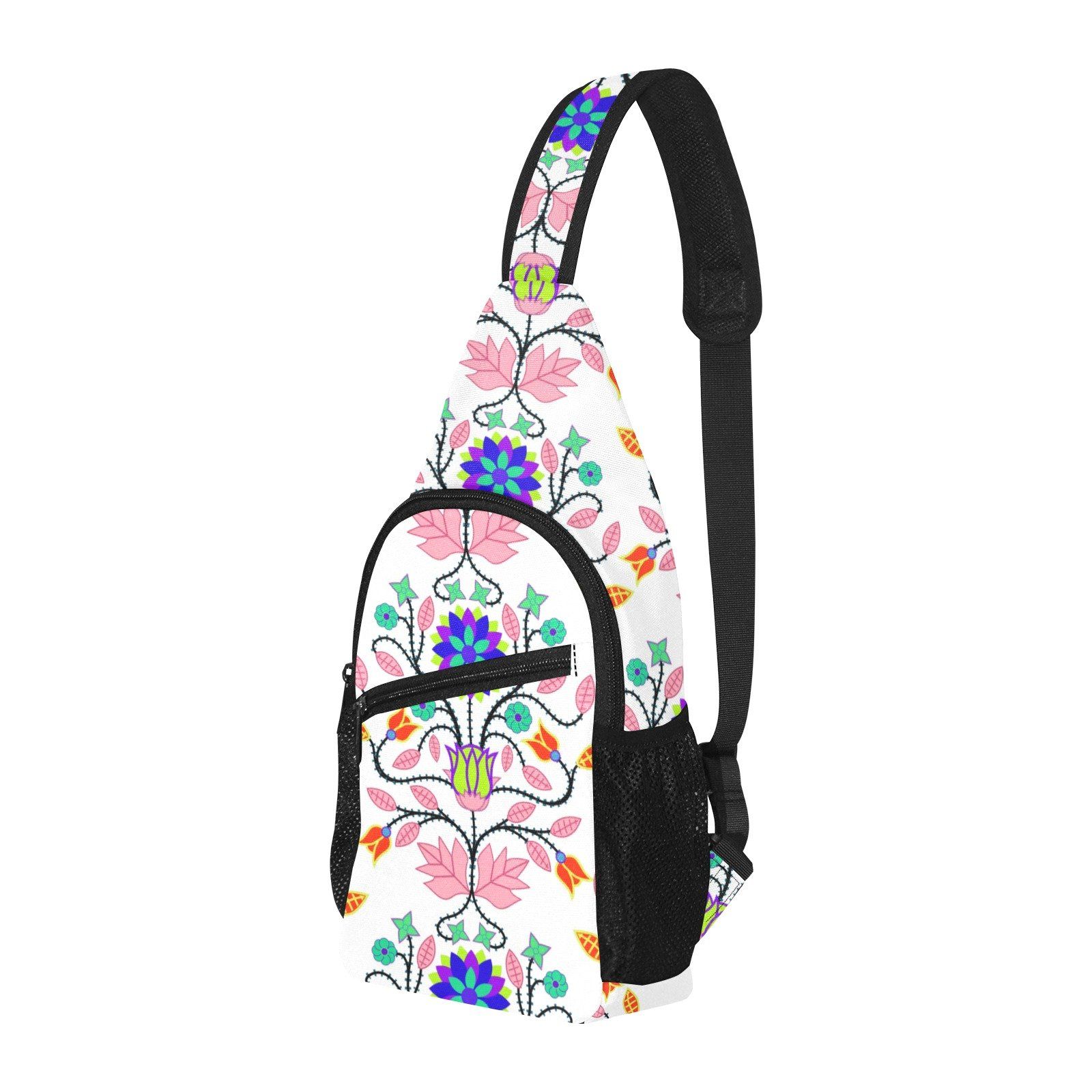 Floral Beadwork Four Clans White All Over Print Chest Bag (Model 1719) All Over Print Chest Bag (1719) e-joyer 