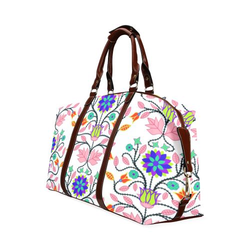 Floral Beadwork Four Clans White Classic Travel Bag (Model 1643) Remake Classic Travel Bags (1643) e-joyer 