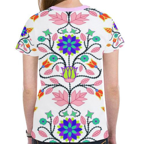 Floral Beadwork Four Clans White New All Over Print T-shirt for Women (Model T45) New All Over Print T-shirt for Women (T45) e-joyer 
