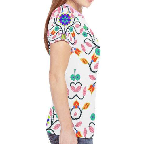 Floral Beadwork Four Clans White New All Over Print T-shirt for Women (Model T45) New All Over Print T-shirt for Women (T45) e-joyer 