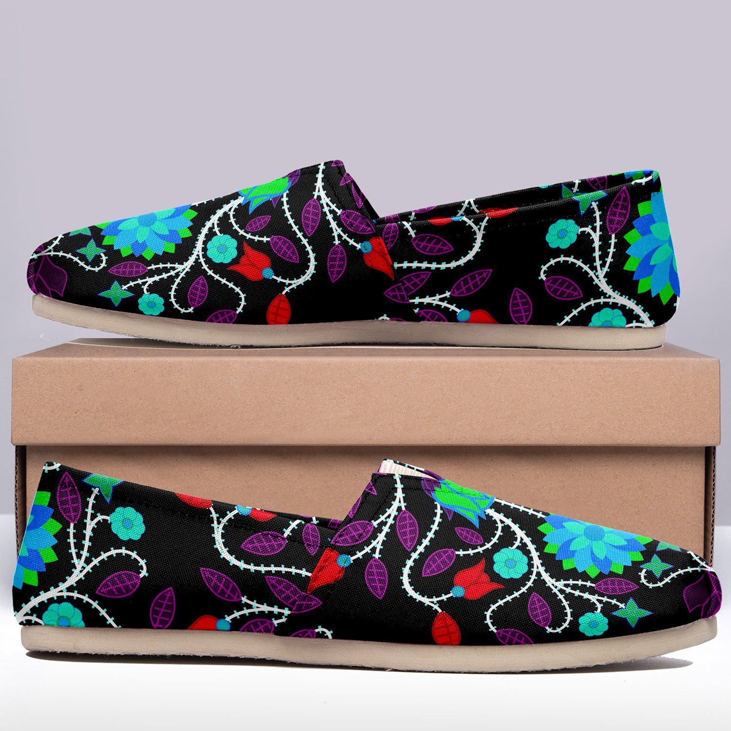 Floral Beadwork Four Clans Winter Casual Unisex Slip On Shoe Herman 