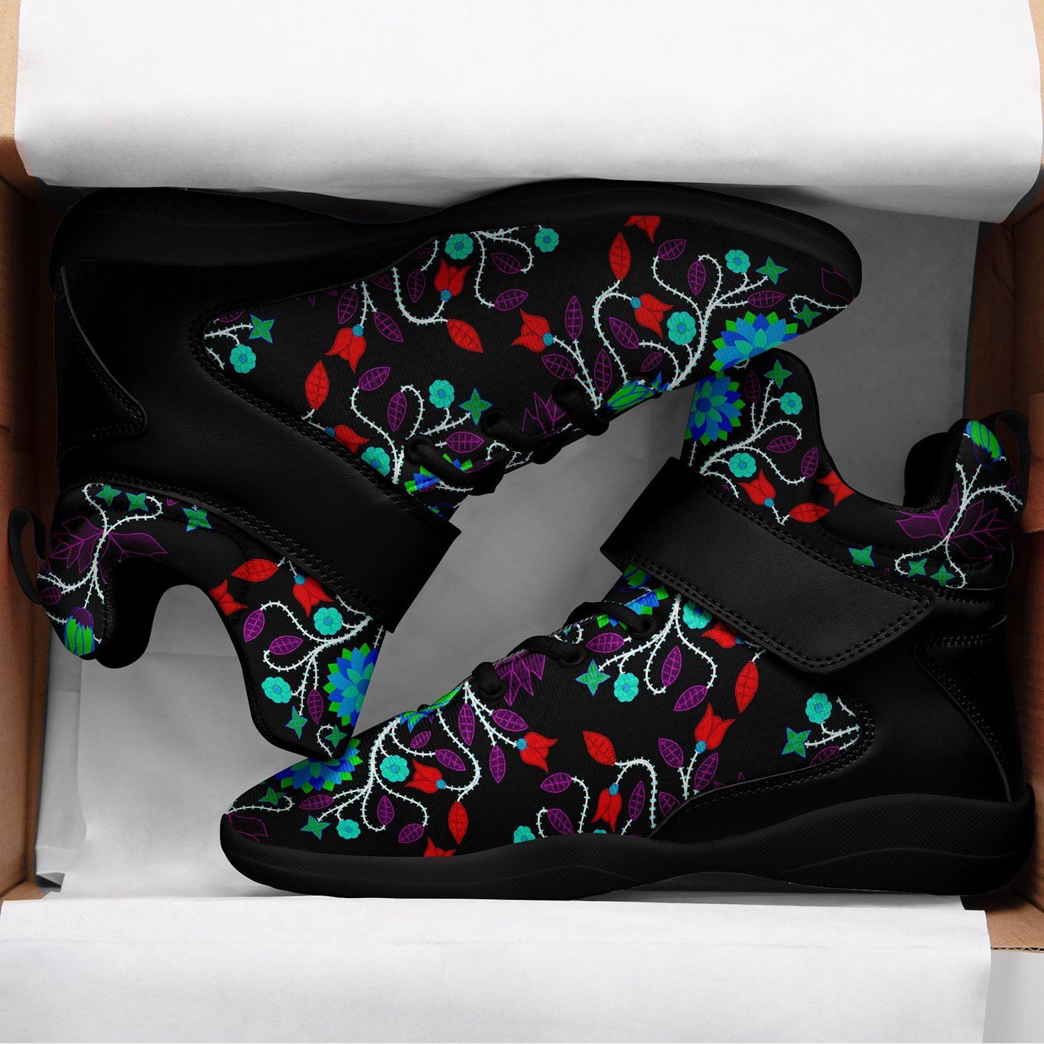 Floral Beadwork Four Clans Winter Ipottaa Basketball / Sport High Top Shoes - Black Sole 49 Dzine 