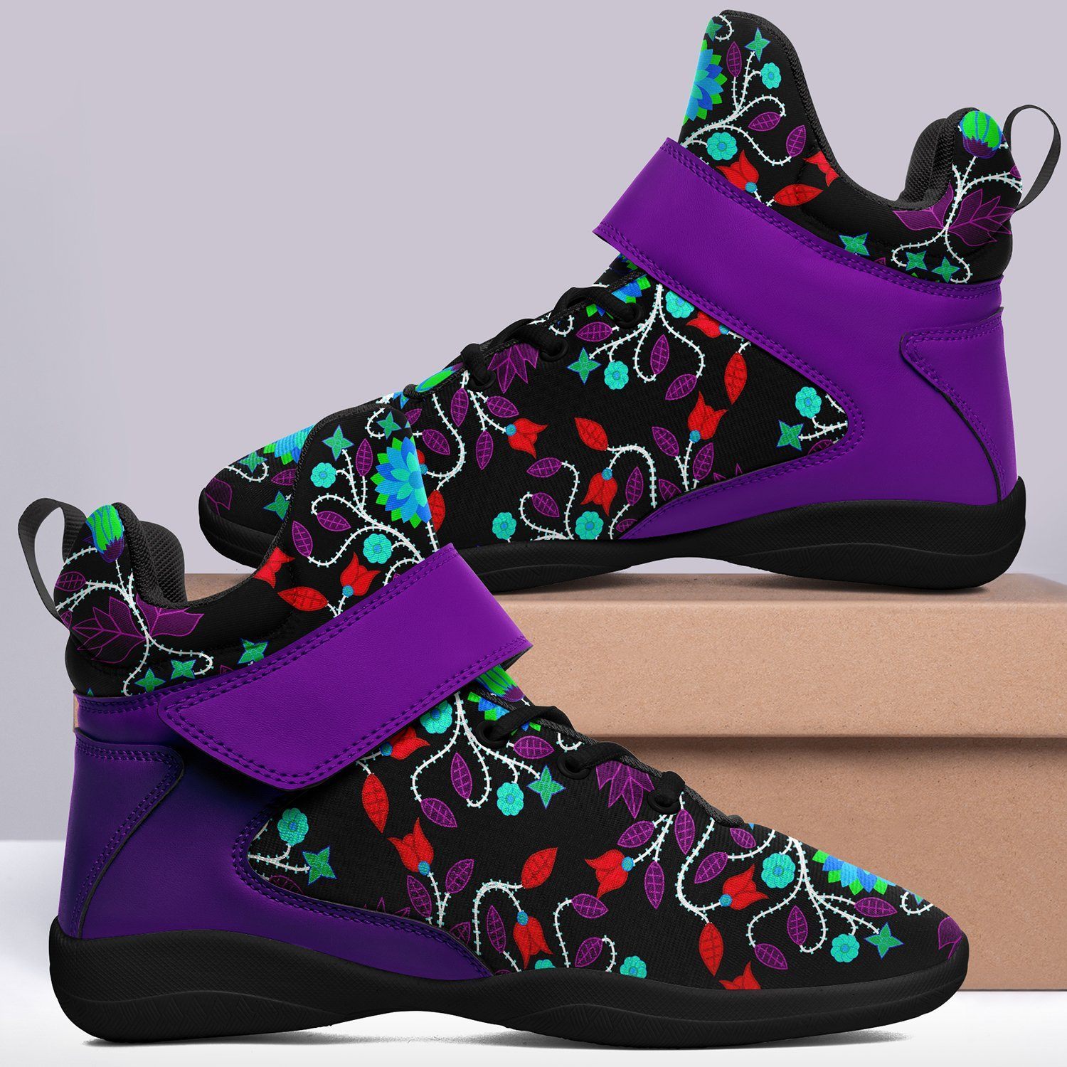 Floral Beadwork Four Clans Winter Ipottaa Basketball / Sport High Top Shoes - Black Sole 49 Dzine 