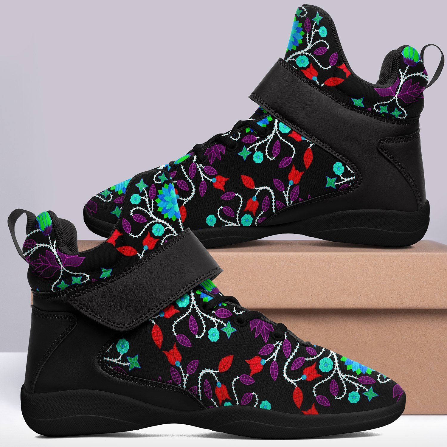 Floral Beadwork Four Clans Winter Ipottaa Basketball / Sport High Top Shoes - Black Sole 49 Dzine 