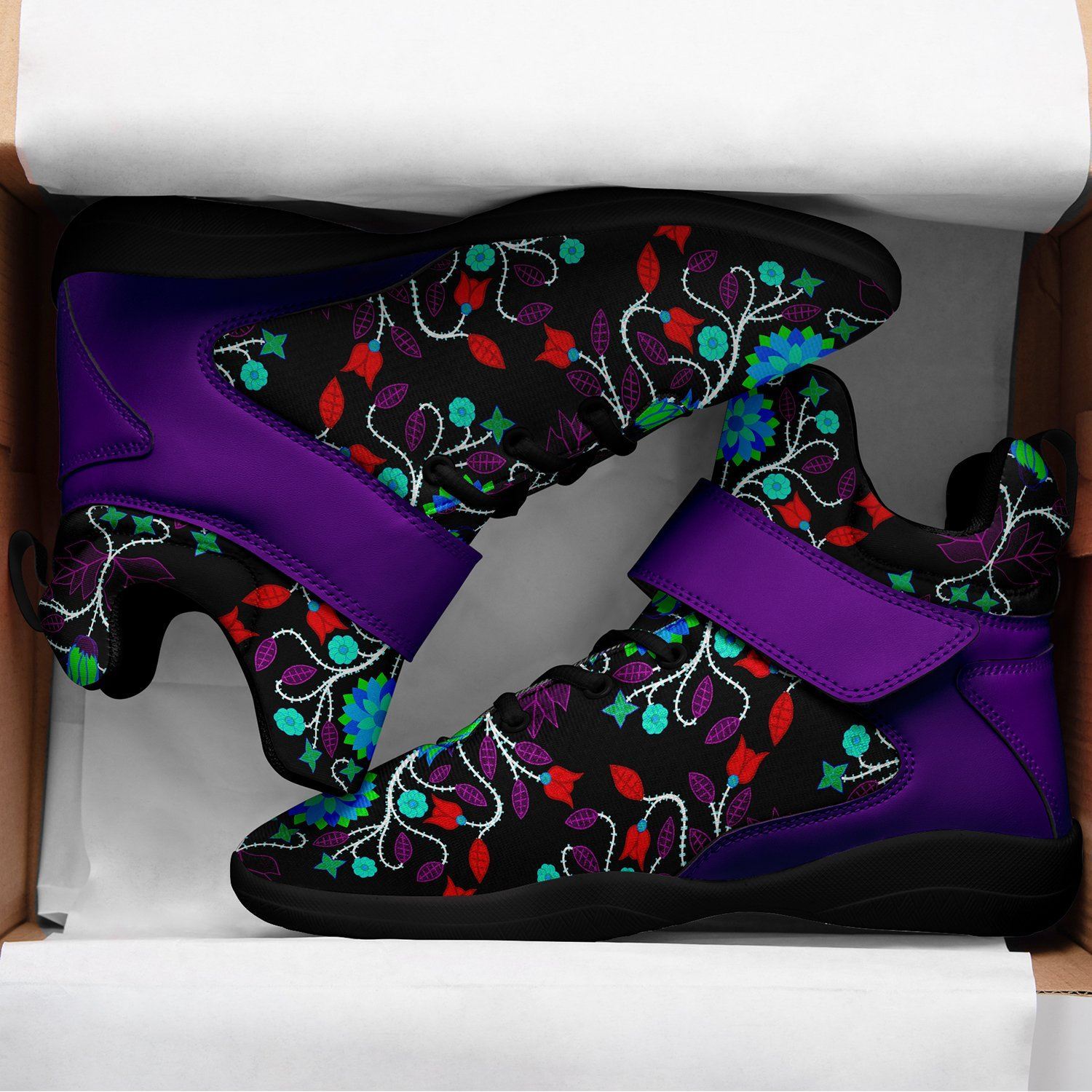Floral Beadwork Four Clans Winter Ipottaa Basketball / Sport High Top Shoes - Black Sole 49 Dzine 