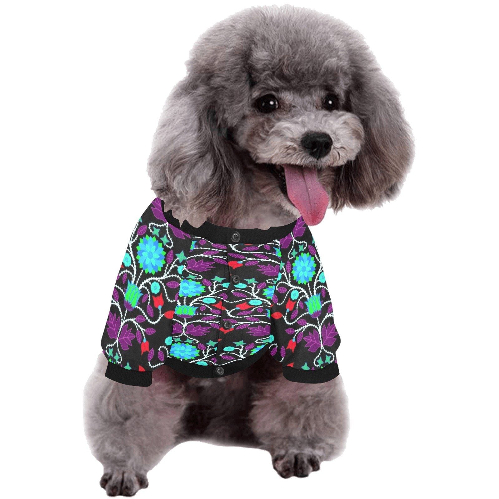 Floral Beadwork Four Clans Winter Pet Dog Round Neck Shirt Pet Dog Round Neck Shirt e-joyer 