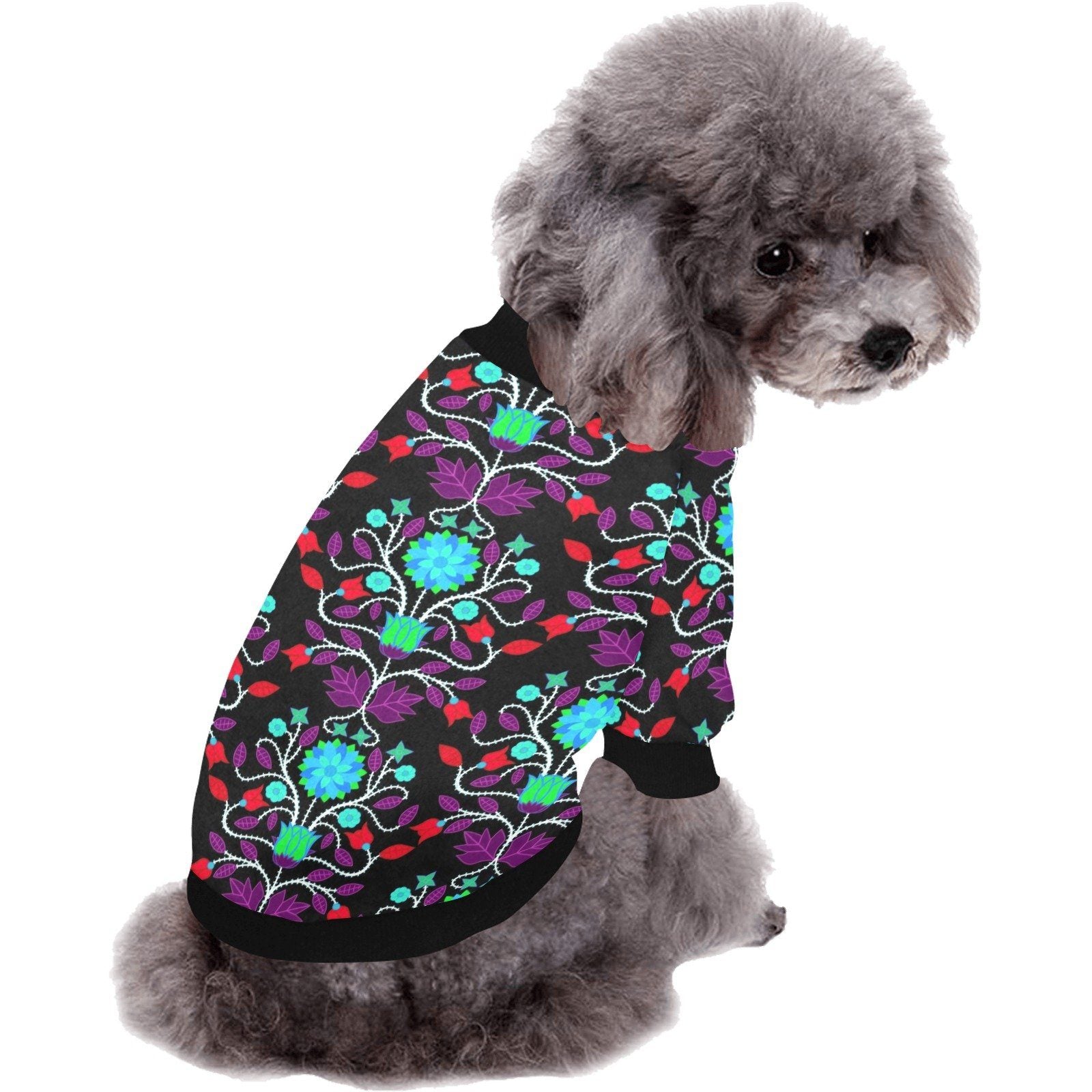 Floral Beadwork Four Clans Winter Pet Dog Round Neck Shirt Pet Dog Round Neck Shirt e-joyer 