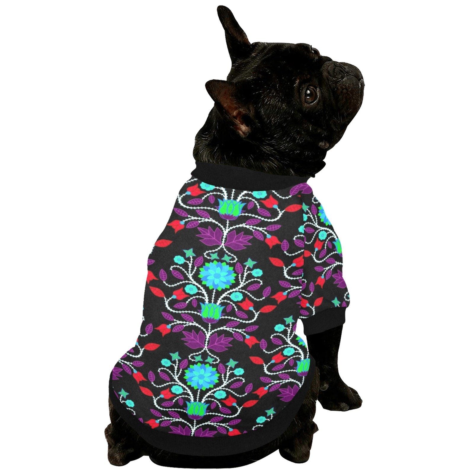 Floral Beadwork Four Clans Winter Pet Dog Round Neck Shirt Pet Dog Round Neck Shirt e-joyer 