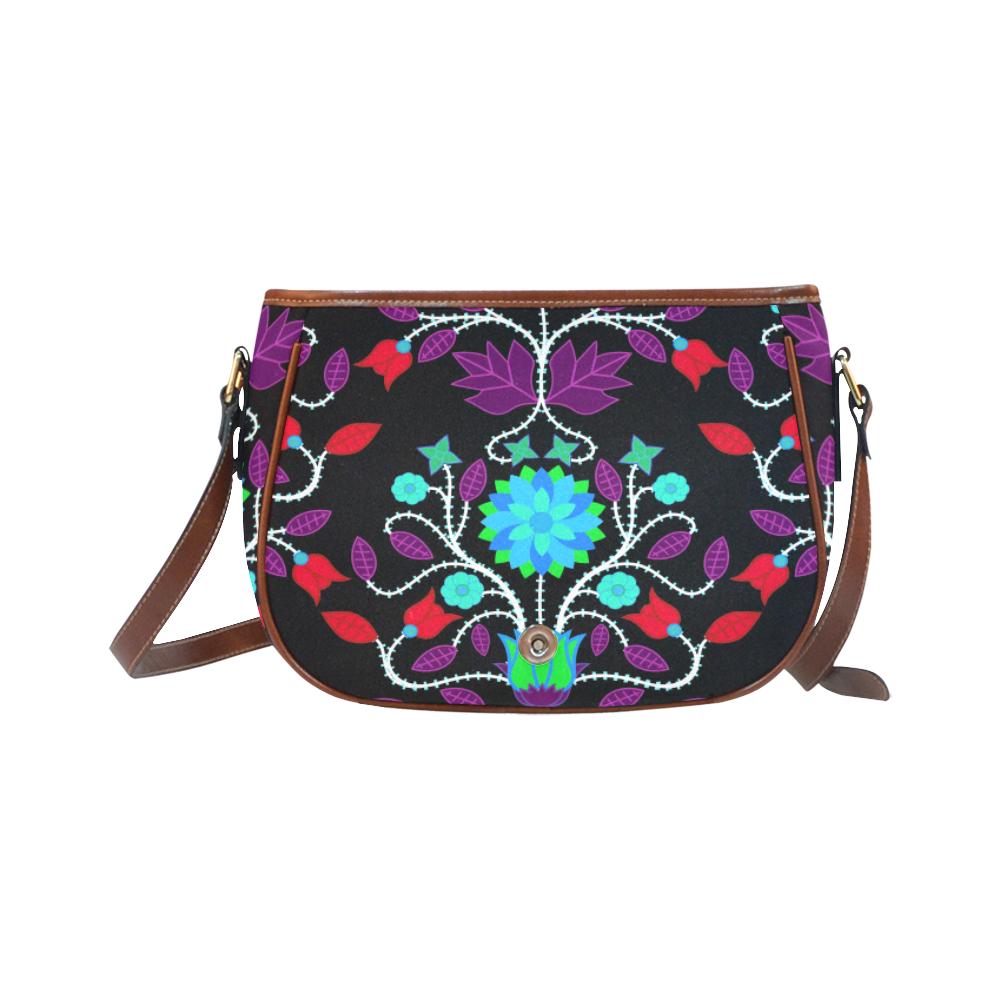 Floral Beadwork Four Clans Winter Saddle Bag/Small (Model 1649) Full Customization Saddle Bag/Small (Full Customization) e-joyer 