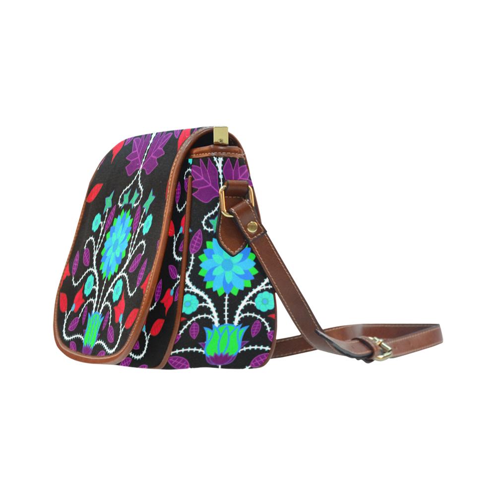 Floral Beadwork Four Clans Winter Saddle Bag/Small (Model 1649) Full Customization Saddle Bag/Small (Full Customization) e-joyer 