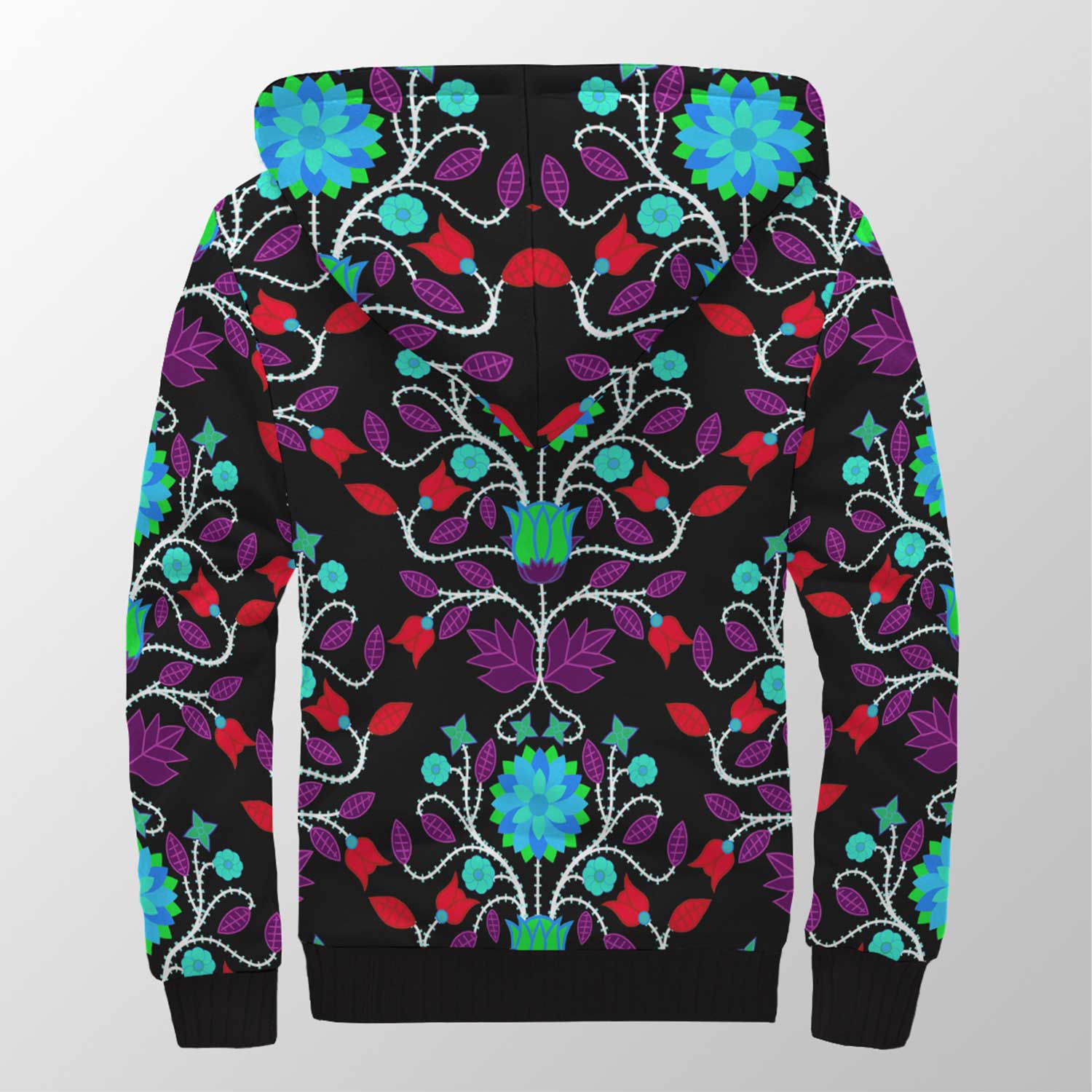 Floral Beadwork Four Clans Winter Sherpa Hoodie 49 Dzine 