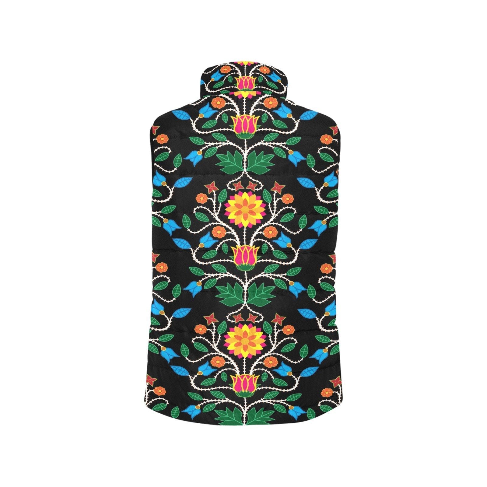 Floral Beadwork Four Clans Women's Padded Vest Jacket (Model H44) Women's Padded Vest Jacket (H44) e-joyer 