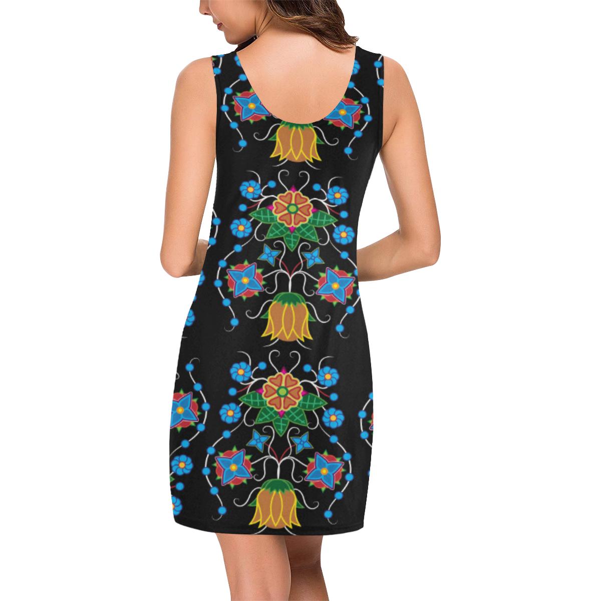 Floral Beadwork Four Mothers IkstsÃ­miwa Vest Dress (Model D06) Medea Vest Dress (D06) e-joyer 