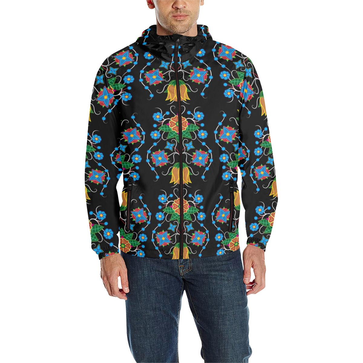 Floral Beadwork Four Mothers Unisex Quilted Coat All Over Print Quilted Windbreaker for Men (H35) e-joyer 