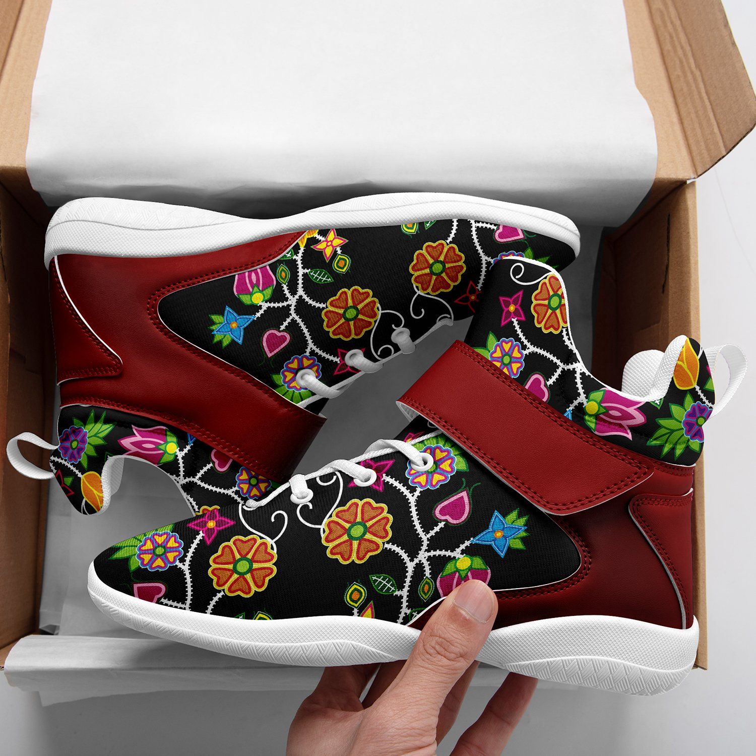 Floral Beadwork Ipottaa Basketball / Sport High Top Shoes 49 Dzine 