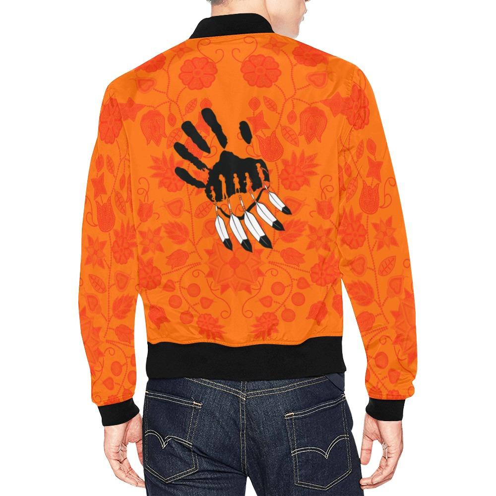 Floral Beadwork Real Orange A feather for each All Over Print Bomber Jacket for Men (Model H19) All Over Print Bomber Jacket for Men (H19) e-joyer 