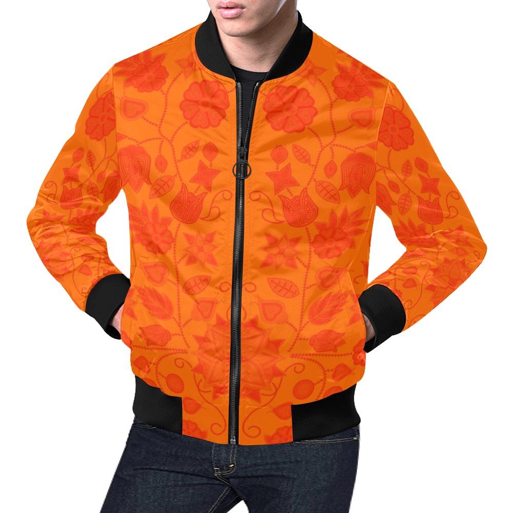 Floral Beadwork Real Orange A feather for each All Over Print Bomber Jacket for Men (Model H19) All Over Print Bomber Jacket for Men (H19) e-joyer 
