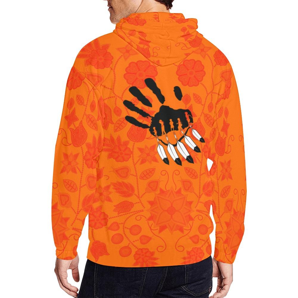 Floral Beadwork Real Orange A feather for each All Over Print Full Zip Hoodie for Men (Model H14) All Over Print Full Zip Hoodie for Men (H14) e-joyer 