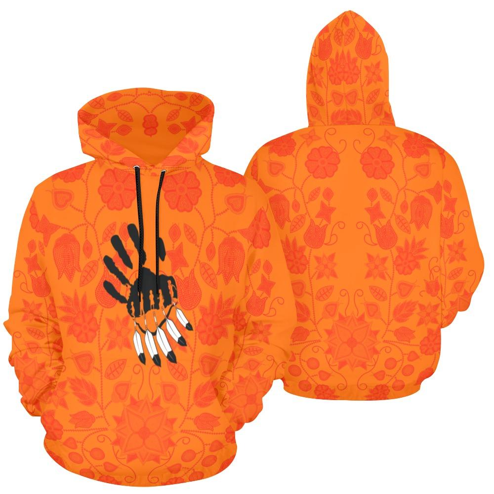 Floral Beadwork Real Orange A feather for each All Over Print Hoodie for Women (USA Size) (Model H13) All Over Print Hoodie for Women (H13) e-joyer 