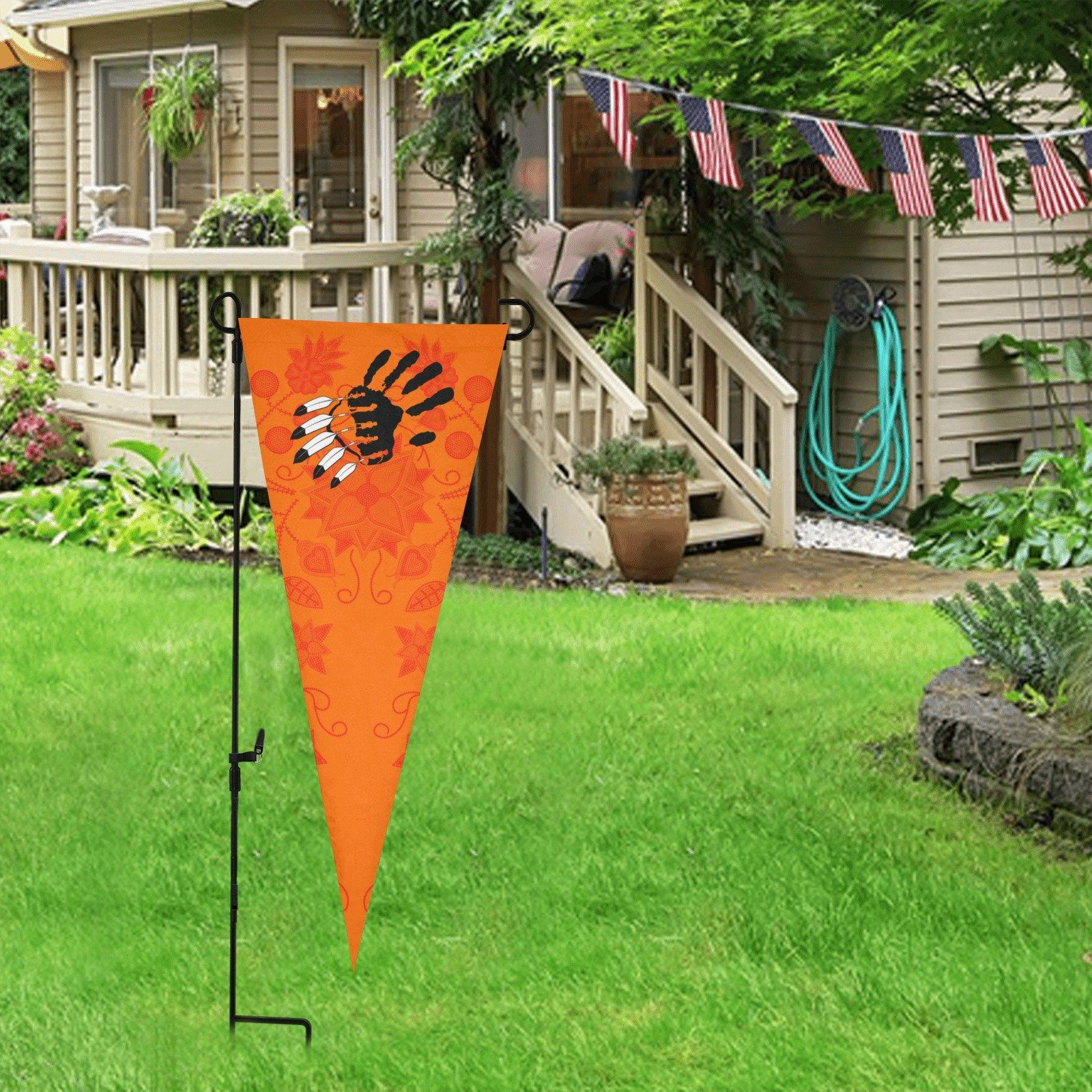 Floral Beadwork Real Orange A feather for each Trigonal Garden Flag 30"x12" Trigonal Garden Flag 30"x12" e-joyer 