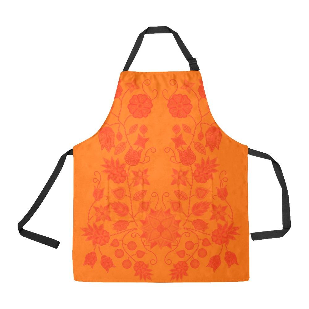 Floral Beadwork Real Orange All Over Print Apron All Over Print Apron e-joyer 