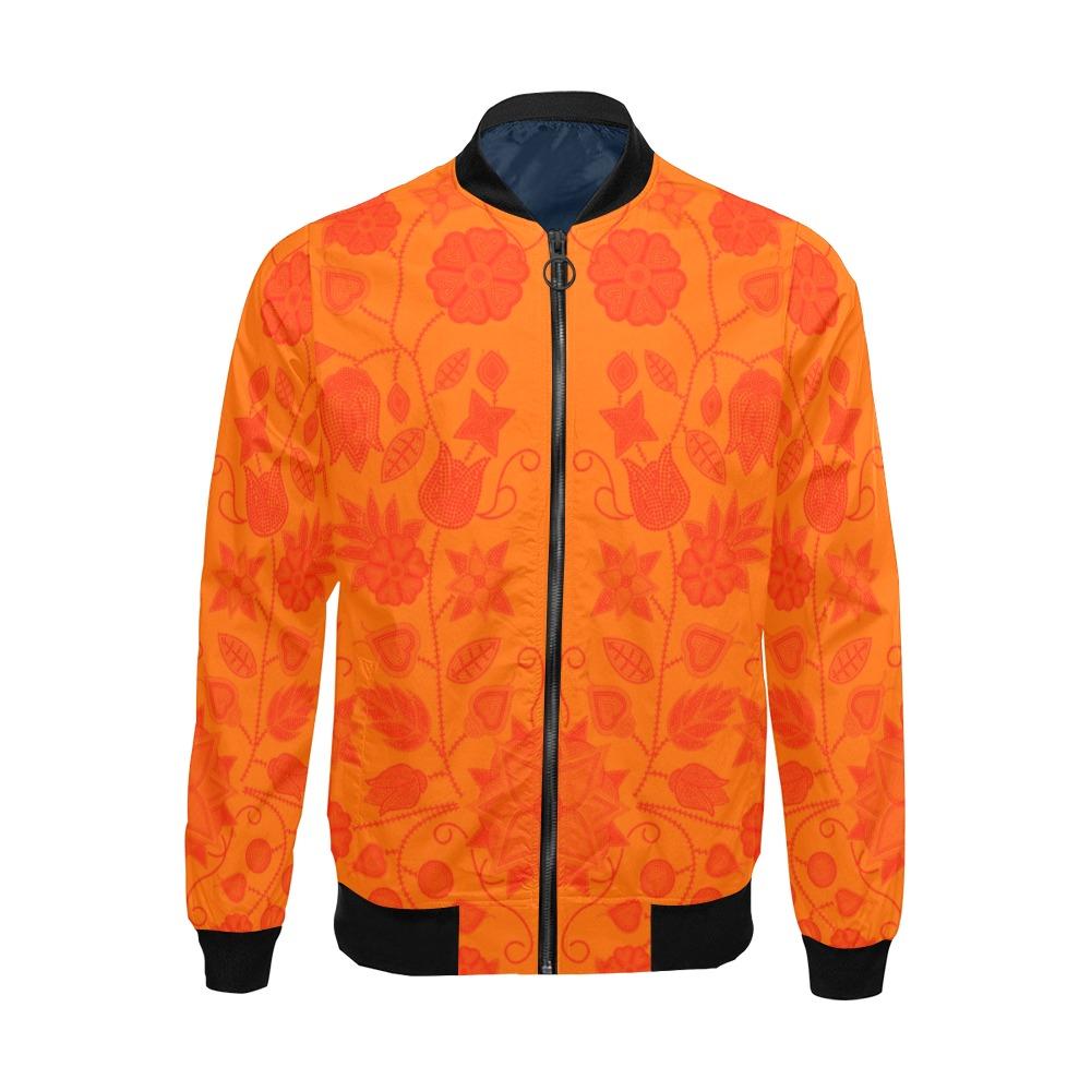 Floral Beadwork Real Orange All Over Print Bomber Jacket for Men (Model H19) All Over Print Bomber Jacket for Men (H19) e-joyer 