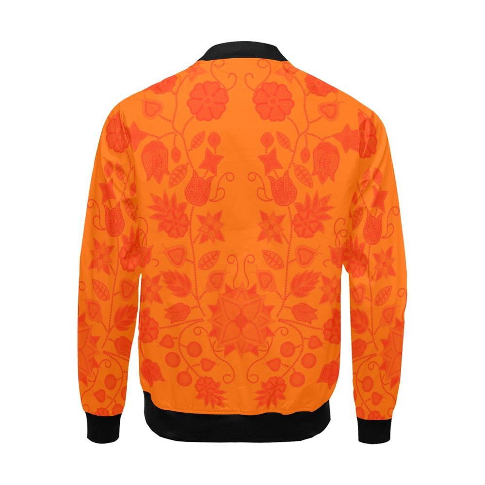Floral Beadwork Real Orange All Over Print Bomber Jacket for Men (Model H19) All Over Print Bomber Jacket for Men (H19) e-joyer 