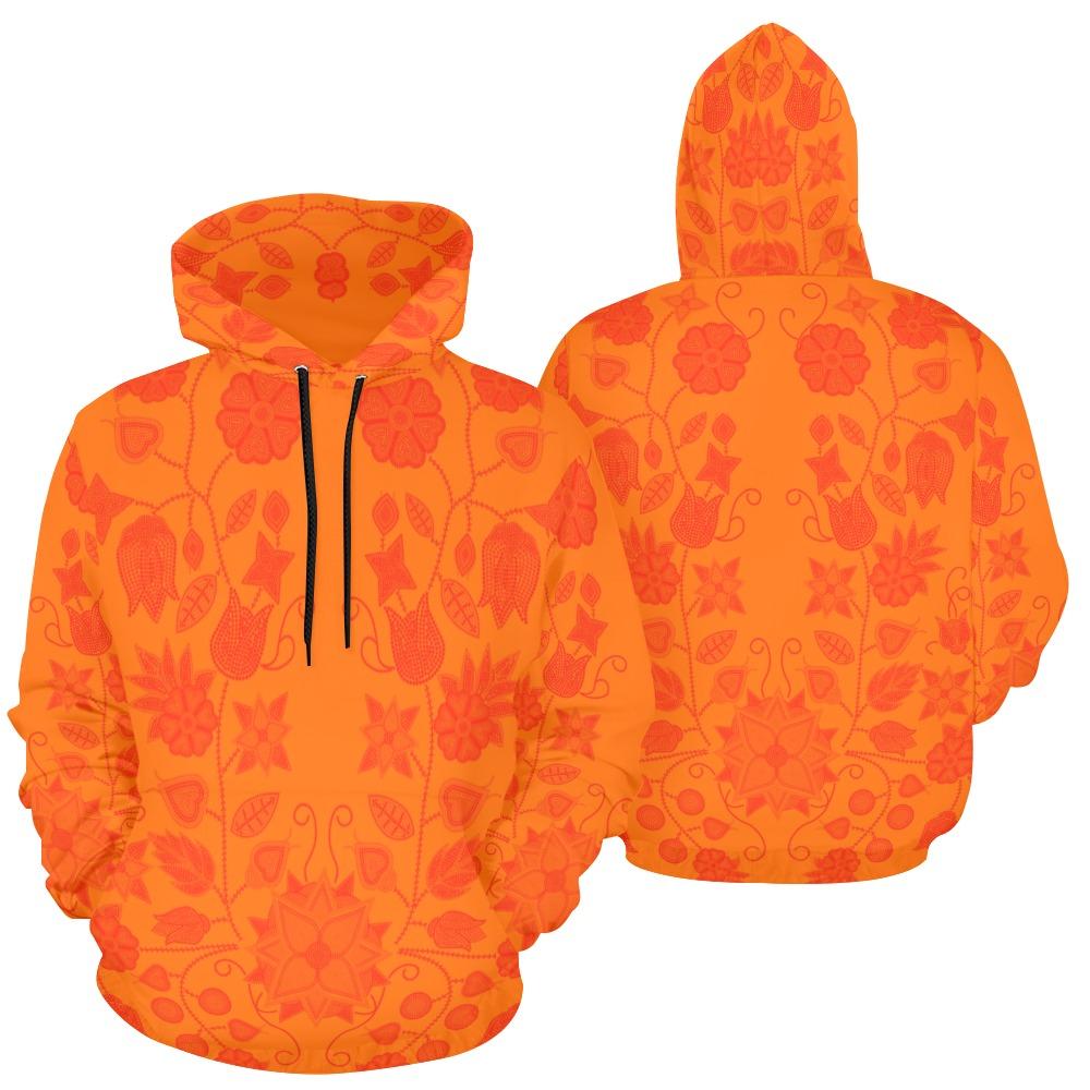 Floral Beadwork Real Orange All Over Print Hoodie for Women (USA Size) (Model H13) All Over Print Hoodie for Women (H13) e-joyer 