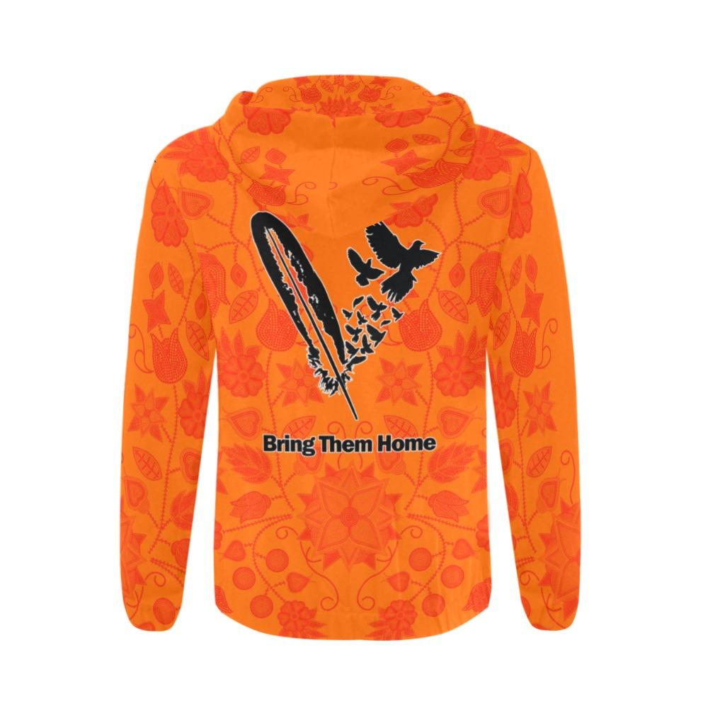 Floral Beadwork Real Orange Bring Them Home All Over Print Full Zip Hoodie for Men (Model H14) All Over Print Full Zip Hoodie for Men (H14) e-joyer 
