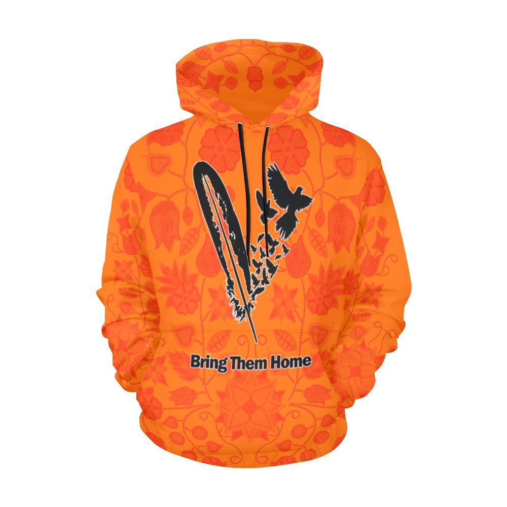 Floral Beadwork Real Orange Bring Them Home All Over Print Hoodie for Women (USA Size) (Model H13) All Over Print Hoodie for Women (H13) e-joyer 