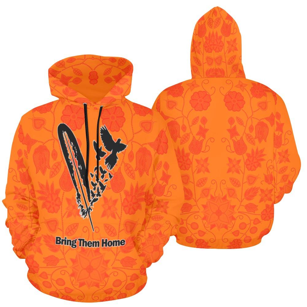 Floral Beadwork Real Orange Bring Them Home All Over Print Hoodie for Women (USA Size) (Model H13) All Over Print Hoodie for Women (H13) e-joyer 