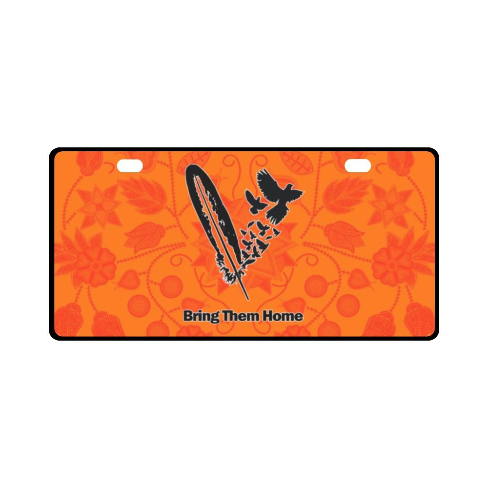Floral Beadwork Real Orange Bring Them Home License Plate License Plate e-joyer 