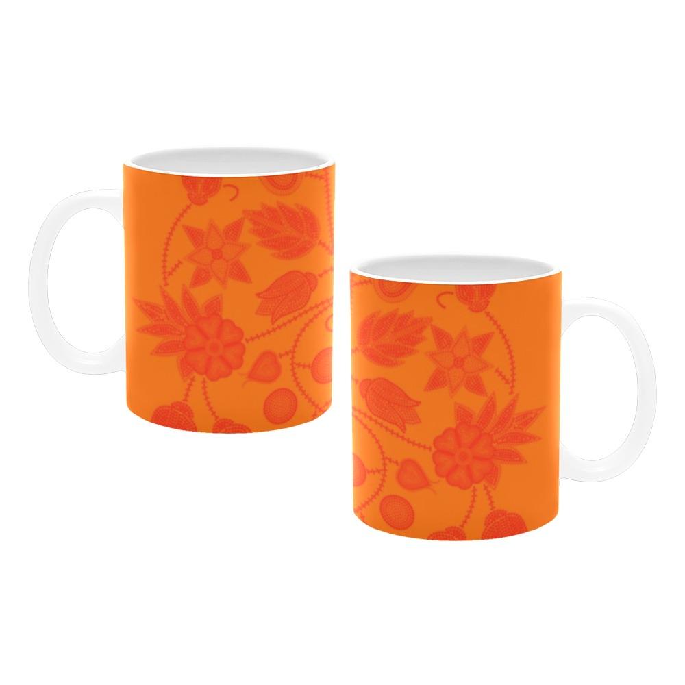 Floral Beadwork Real Orange Bring Them Home White Mug(11OZ) White Mug e-joyer 