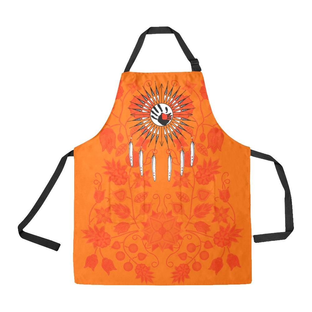 Floral Beadwork Real Orange Feather Directions All Over Print Apron All Over Print Apron e-joyer 