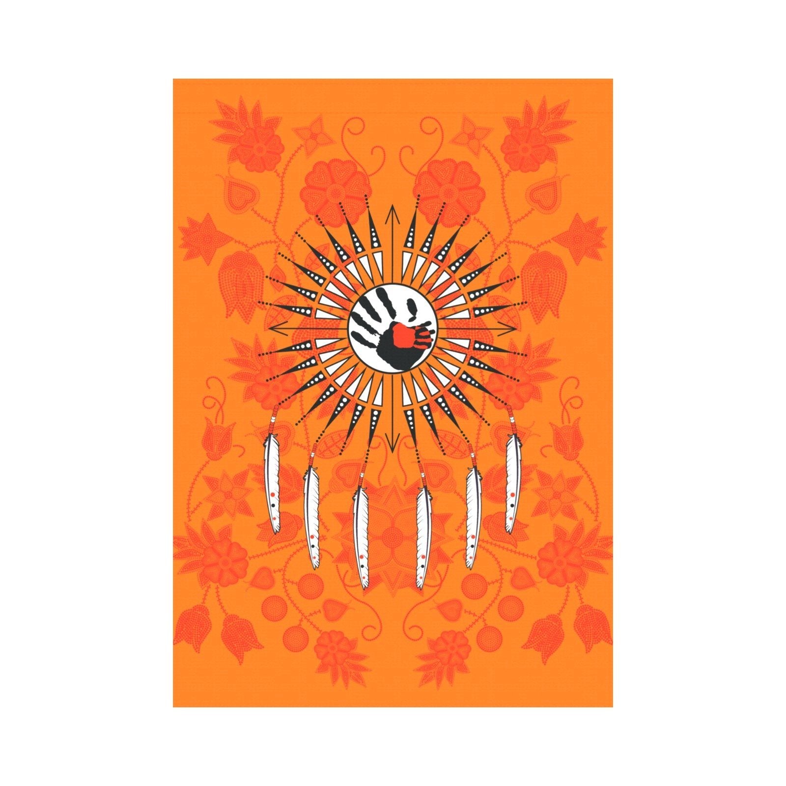Floral Beadwork Real Orange - Feather Directions Garden Flag 28''x40'' (Two Sides Printing) Garden Flag 28‘’x40‘’ (Two Sides) e-joyer 