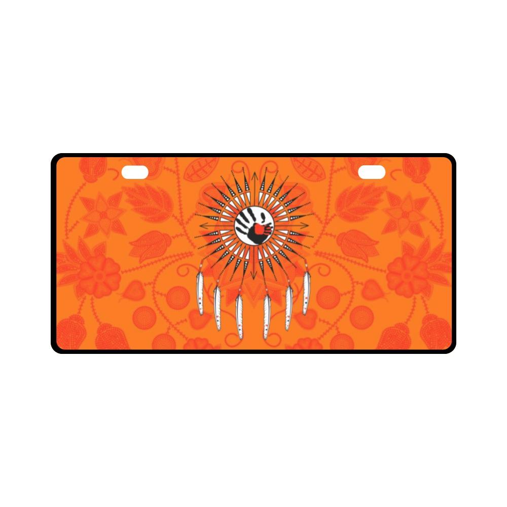 Floral Beadwork Real Orange Feather Directions License Plate License Plate e-joyer 