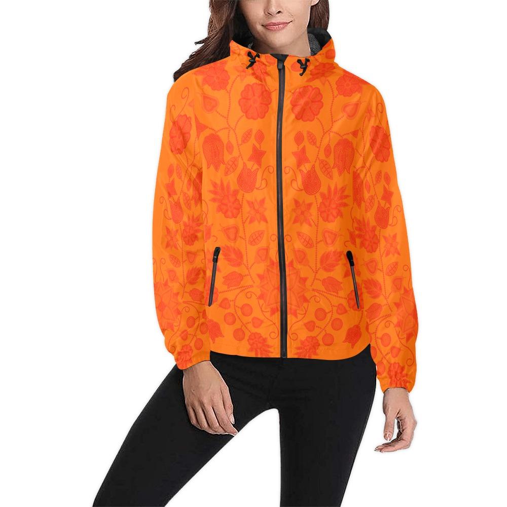 Floral Beadwork Real Orange Feather Directions Unisex All Over Print Windbreaker (Model H23) All Over Print Windbreaker for Men (H23) e-joyer 