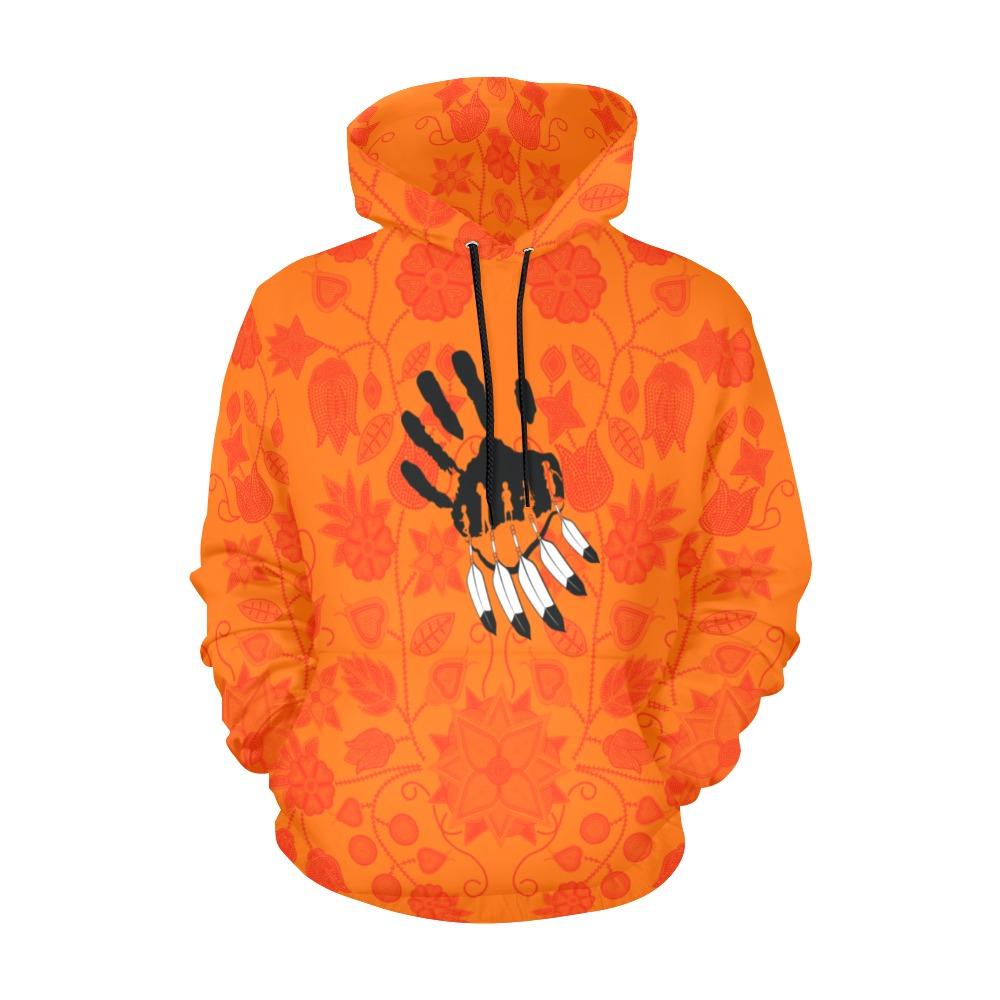 Floral Beadwork Real Orange Orange A feather for each All Over Print Hoodie for Men (USA Size) (Model H13) All Over Print Hoodie for Men (H13) e-joyer 