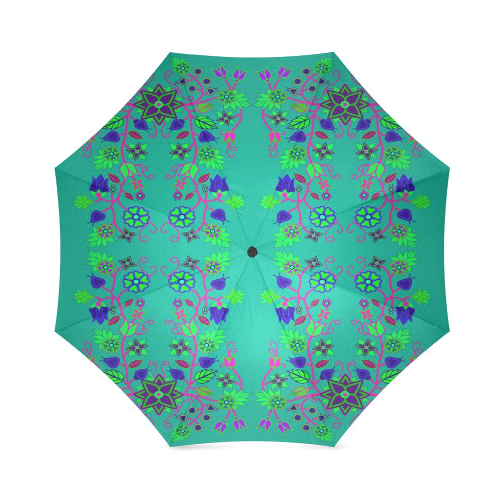 Floral Beadwork Seven Clans Deep Lake Foldable Umbrella Foldable Umbrella e-joyer 