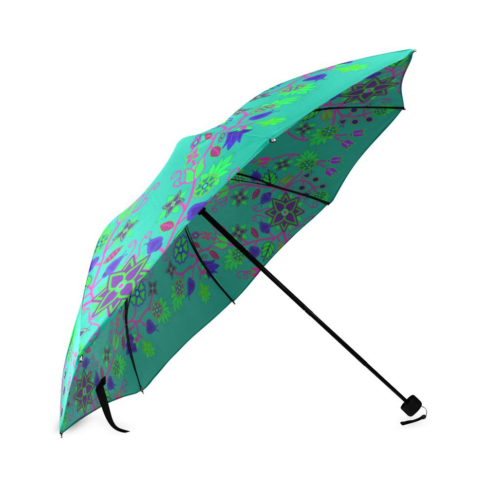 Floral Beadwork Seven Clans Deep Lake Foldable Umbrella Foldable Umbrella e-joyer 