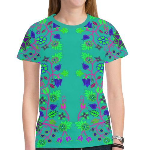 Floral Beadwork Seven Clans Deep Lake New All Over Print T-shirt for Women (Model T45) New All Over Print T-shirt for Women (T45) e-joyer 