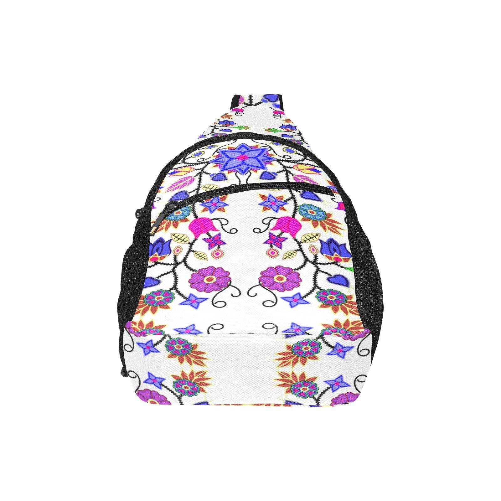 Floral Beadwork Seven Clans White All Over Print Chest Bag (Model 1719) All Over Print Chest Bag (1719) e-joyer 