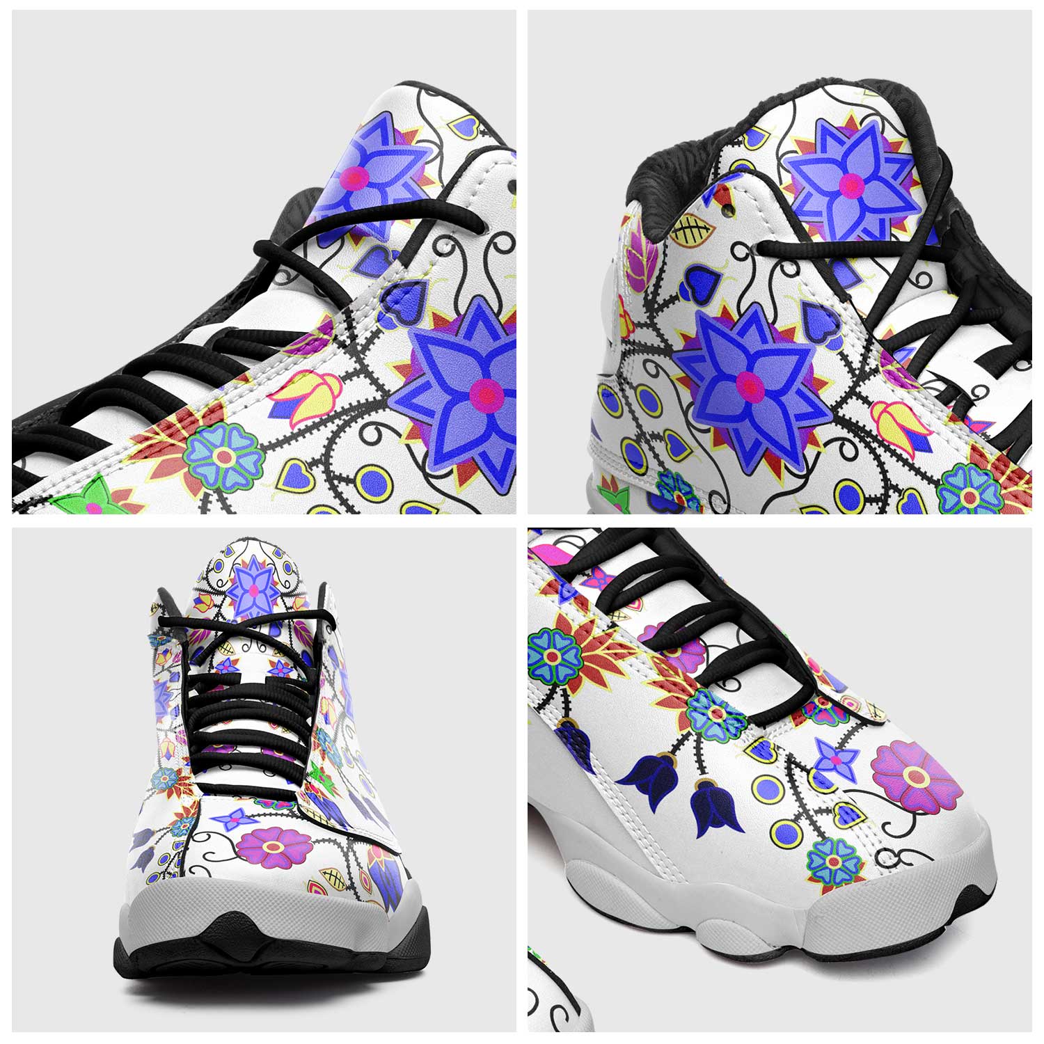 Floral Beadwork Seven Clans White Athletic Shoes Herman 