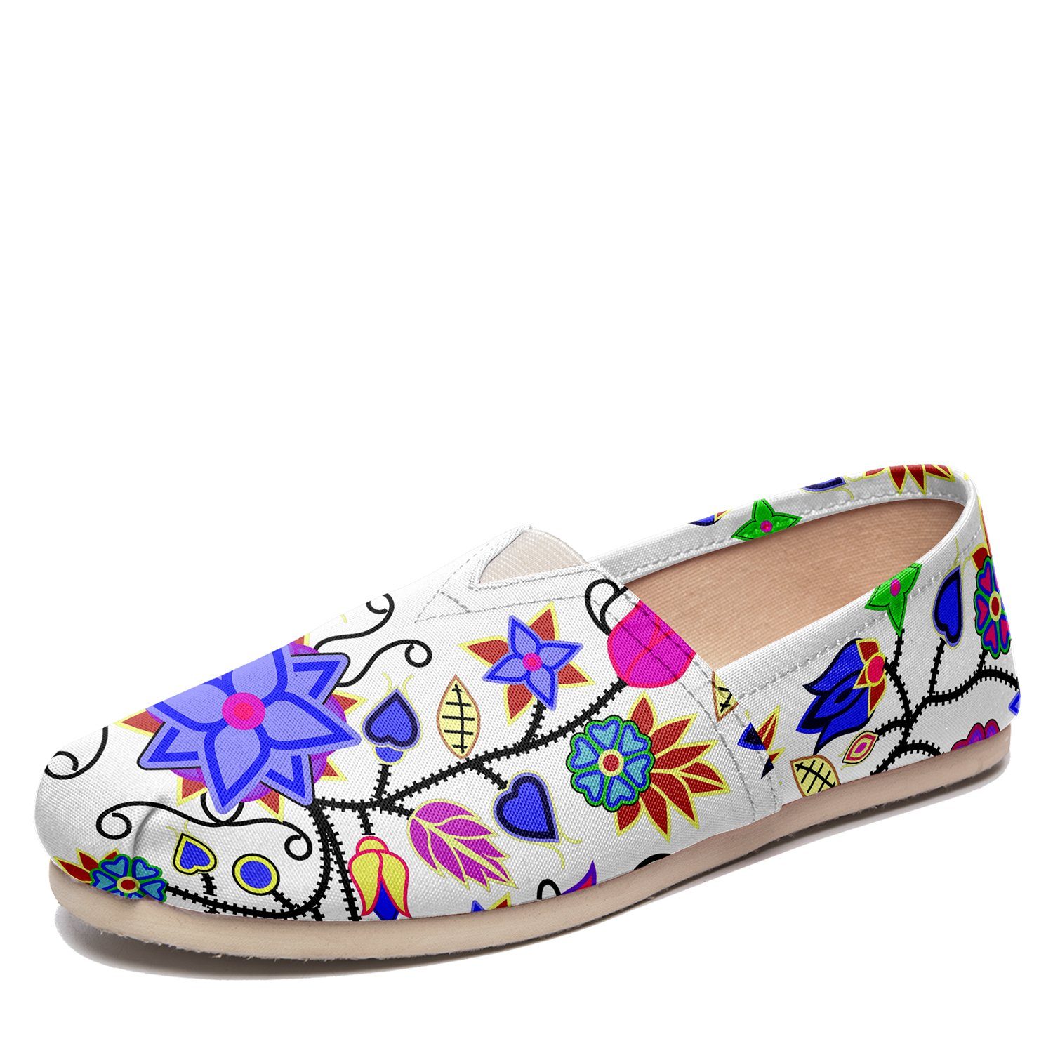 Floral Beadwork Seven Clans White Casual Unisex Slip On Shoe Herman 