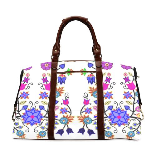 Floral Beadwork Seven Clans White Classic Travel Bag (Model 1643) Remake Classic Travel Bags (1643) e-joyer 