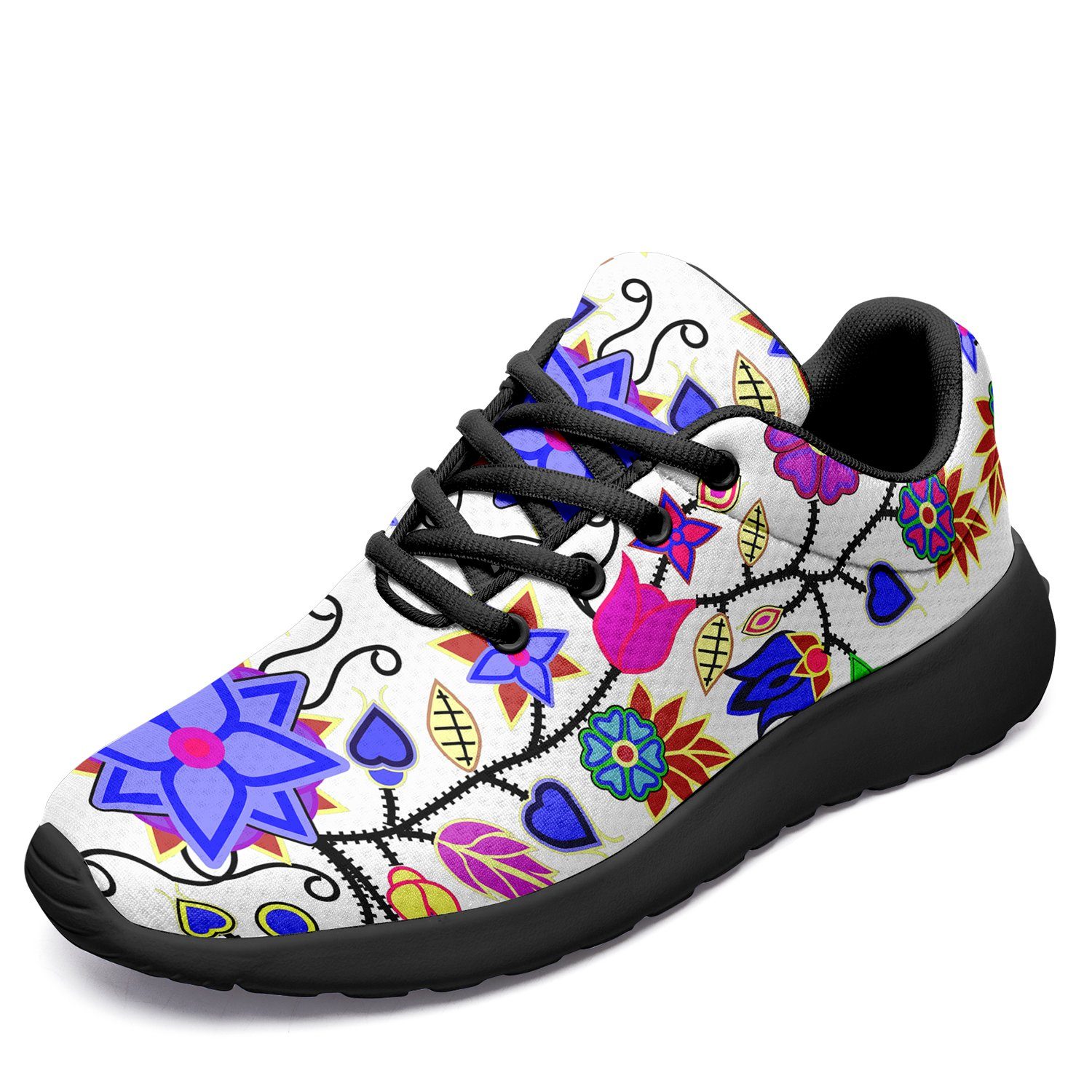 Floral Beadwork Seven Clans White Ikkaayi Sport Sneakers 49 Dzine US Women 4.5 / US Youth 3.5 / EUR 35 Black Sole 
